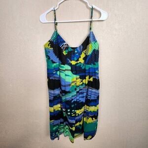 Calvin Klein Tye Dye Print Pleated Summer Dress Size 10 (4365)